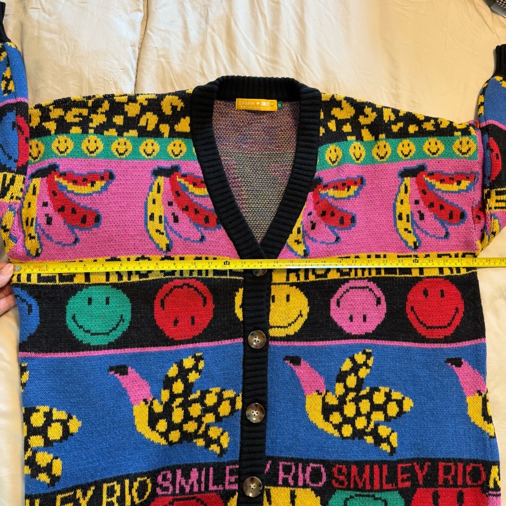Farm Rio Smiley Graphic Elements Ainika Cardigan, XS - Picture 8 of 9